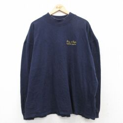 XL★古着 長袖 ビンテージ Tシャツ メンズ 90年代 90s ELEMENTARY EDUCATOR 大きいサイズ コットン モックネック ハイネック USA製 紺 ネイビー 25jul01 中古