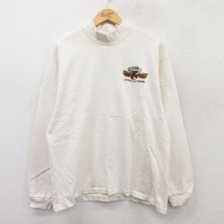 L★古着 長袖 ビンテージ Tシャツ メンズ 90年代 90s MANGY MOOSE コットン モックネック ハイネック USA製 生成り 25jul01 中古