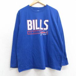 XL★古着 長袖 Tシャツ メンズ NFL バッファロービルズ クルーネック 青 ブルー アメフト スーパーボウル 25jul01 中古