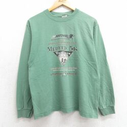 M★古着 長袖 ビンテージ Tシャツ メンズ 00年代 00s マラソン 企業広告 コットン クルーネック 緑 グリーン 25jul01 中古