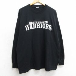XL★古着 ジャージーズ 長袖 ビンテージ Tシャツ メンズ 00年代 00s ウエストチェスターウォリアーズ 2 クルーネック 黒 ブラック 25jul01 中古