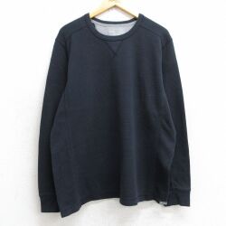 XL★古着 エディーバウアー 長袖 サーマル Tシャツ メンズ 無地 大きいサイズ クルーネック 黒 ブラック 25jul01 中古