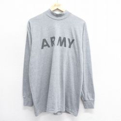 L★古着 長袖 Tシャツ メンズ ミリタリー アーミー ARMY リフレクター モックネック ハイネック グレー 霜降り 25jul03 中古