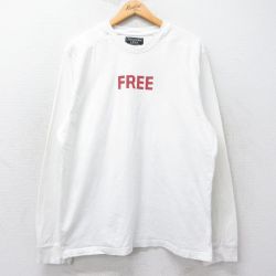XL★古着 アバクロンビー Abercrombie&fitch 長袖 ビンテージ Tシャツ メンズ 00年代 00s FREE 大きいサイズ クルーネック 白 ホワイト 25jul03 中古