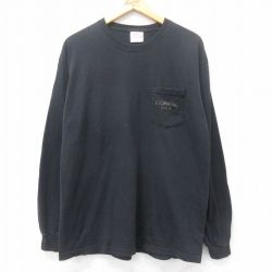 【20%OFF】L★古着 ヘインズ Hanes 長袖 ビンテージ Tシャツ メンズ 00年代 00s LOREAL 胸ポケット付き コットン クルーネック 黒 ブラック 25jul03 中古