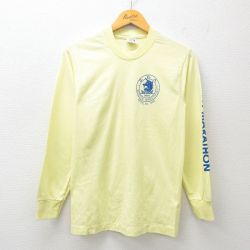 S★古着 長袖 ビンテージ Tシャツ メンズ 90年代 90s ボストンマラソン コットン クルーネック USA製 薄黄 イエロー 25jul07 中古