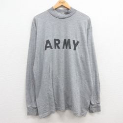 XL★古着 長袖 ビンテージ Tシャツ メンズ 00年代 00s ミリタリー アーミー ARMY リフレクター 大きいサイズ モックネック ハイネック USA製 グレー 霜降り 25jul12 中古