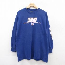 XL★古着 長袖 Tシャツ メンズ NFL ニューヨークジャイアンツ コットン クルーネック 紺 ネイビー アメフト スーパーボウル 25jul12 中古