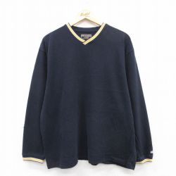 XL★古着 アバクロンビー Abercrombie&fitch 長袖 ビンテージ Tシャツ メンズ 90年代 90s 無地 大きいサイズ コットン Vネック 紺他 ネイビー 25jul12 中古