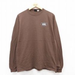 L★古着 長袖 Tシャツ メンズ KUWAIT コットン クルーネック 茶 ブラウン 25jul12 中古