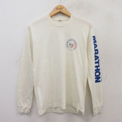 S★古着 スクリーンスターズ 長袖 ビンテージ Tシャツ メンズ 80年代 80s マラソン クルーネック USA製 生成り 25jul12 中古