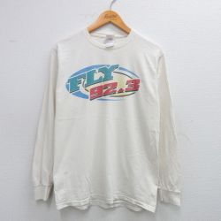 【20%OFF】M★古着 フルーツオブザルーム 長袖 ビンテージ Tシャツ メンズ 00年代 00s FLY THRIVING IVORY コットン クルーネック 生成り 25jul12 中古