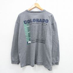 XL★古着 ジャンスポーツ 長袖 ビンテージ Tシャツ メンズ 00年代 00s コロラド フットボール 大きいサイズ コットン クルーネック グレー 霜降り 25jul12 中古