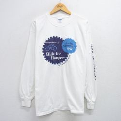 XL★古着 長袖 ビンテージ Tシャツ メンズ 00年代 00s Ride for 企業広告 大きいサイズ コットン クルーネック 白 ホワイト 25jul14 中古