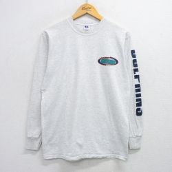 【50%OFF】L★古着 ラッセル 長袖 ビンテージ Tシャツ メンズ 80年代 80s NFL マイアミドルフィンズ クルーネック USA製 薄グレー 霜降り アメフト スーパーボウル 25jul14 中古