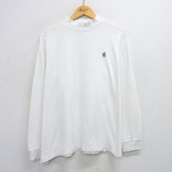 XL★古着 ラルフローレン Ralph Lauren ポロゴルフ 長袖 ブランド Tシャツ メンズ 90年代 90s AGC 大きいサイズ コットン クルーネック モックネック ハイネック 白 ホワイト 25jul14 中古