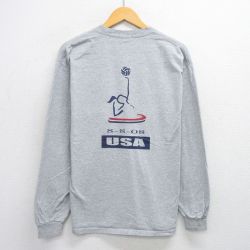 XL★古着 長袖 ビンテージ Tシャツ メンズ 00年代 00s バレーボール クルーネック グレー 25jul14 中古