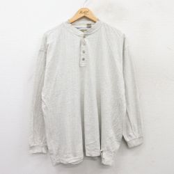 【20%OFF】XL★古着 レッドヘッド 長袖 Tシャツ メンズ 無地 大きいサイズ コットン ヘンリーネック 薄グレー 霜降り 25jul15 中古