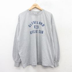 XL★古着 長袖 ビンテージ Tシャツ メンズ 00年代 00s クリーブランド 大きいサイズ クルーネック グレー 霜降り 25jul15 中古
