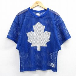 L★古着 半袖 ビンテージ フットボール Tシャツ メンズ 90年代 90s 8 メッシュ地 クルーネック USA製 青 ブルー ユニフォーム ゲームシャツ 25jul16 中古
