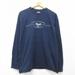L★古着 長袖 ビンテージ Tシャツ メンズ 00年代 00s ラシュモア山 コットン クルーネック カナダ製 紺 ネイビー 25jul19 中古