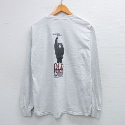 L★古着 長袖 ビンテージ Tシャツ メンズ 00年代 00s クマ OLD FORGE クルーネック 薄グレー 霜降り 25jul19 中古