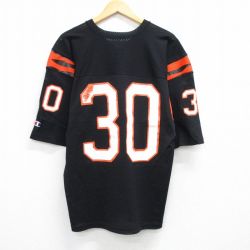 XL★古着 チャンピオン Champion 半袖 ビンテージ フットボール Tシャツ メンズ 90年代 90s 30 メッシュ地 Vネック USA製 黒 ブラック 【spe】 25jul19 中古