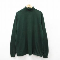【20%OFF】XL★古着 フルーツオブザルーム 長袖 ビンテージ Tシャツ メンズ 90年代 90s 無地 大きいサイズ タートルネック ハイネック USA製 緑 グリーン 【spe】 25jul22 中古