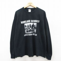 XL★古着 長袖 ビンテージ Tシャツ メンズ 00年代 00s HOMELAND SECURITY 大きいサイズ コットン クルーネック 黒 ブラック 25jul22 中古