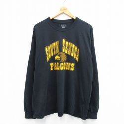 XL★古着 長袖 Tシャツ メンズ SOUTH SENEGA 大きいサイズ クルーネック 黒 ブラック 25jul22 中古