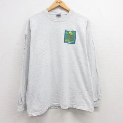 【20%OFF】L★古着 ヘインズ Hanes 長袖 ビンテージ Tシャツ メンズ 90年代 90s CAPITAL 企業広告 クルーネック 薄グレー 霜降り 25jul22 中古