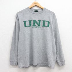 L★古着 MVスポーツ 長袖 ビンテージ Tシャツ メンズ 90年代 90s UND クルーネック USA製 濃グレー 25jul22 中古