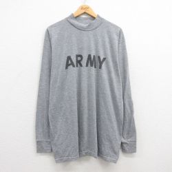 XL★古着 長袖 ビンテージ Tシャツ メンズ 00年代 00s ミリタリー アーミー ARMY リフレクター 大きいサイズ モックネック ハイネック USA製 グレー 霜降り 25jul22 中古