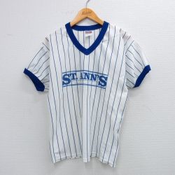エンパイア 80s 半袖Tシャツ セントアンズ16 ホワイトストライプ M | 古着