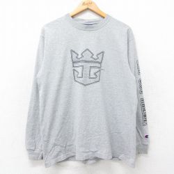 【50%OFF】L★古着 チャンピオン Champion 長袖 ビンテージ Tシャツ メンズ 00年代 00s ROYAL CARIBBEAN クルーネック グレー 霜降り 25jul25 中古