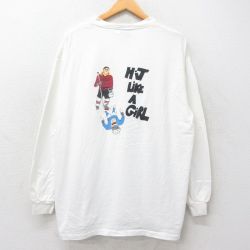 【50%OFF】XL★古着 オニータ ONEITA 長袖 ビンテージ Tシャツ メンズ 90年代 90s アイスホッケー 大きいサイズ コットン クルーネック USA製 白 ホワイト 【spe】 25jul25 中古