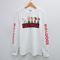 XL★古着 長袖 Tシャツ メンズ ピーナッツ スヌーピー SNOOPY チャーリーブラウン コットン クルーネック 白 ホワイト 25jul26 中古
