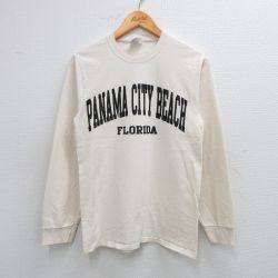 S★古着 長袖 ビンテージ Tシャツ メンズ 00年代 00sパナマシティ ビーチ コットン クルーネック 生成り 25jul26 中古