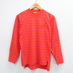 M★古着 IZOD 長袖 ビンテージ Tシャツ メンズ 00年代 00s ワンポイントロゴ コットン クルーネック オレンジ他 ボーダー 25jul26 中古