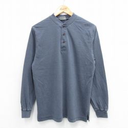 【20%OFF】M★古着 エルエルビーン LLBEAN 長袖 ビンテージ Tシャツ メンズ 00年代 00s 無地 コットン ヘンリーネック 濃グレー 25jul26 中古