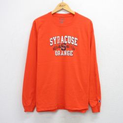 【20%OFF】XL★古着 チャンピオン champion 長袖 Tシャツ メンズ シラキュース オレンジ クルーネック 25jul26 中古