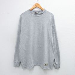 XL★古着 ラッセル 長袖 ビンテージ Tシャツ メンズ 00年代 00s 無地 グレー 霜降り 25jul28 中古
