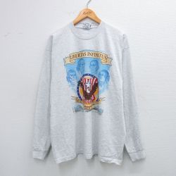 XL★古着 長袖 ビンテージ Tシャツ メンズ 00年代 00s トーマスジェファーソン コットン クルーネック USA製 薄グレー 霜降り 25jul28 中古