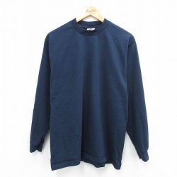 M★古着 プロクラブ 長袖 ビンテージ Tシャツ メンズ 00年代 00s 無地 コットン クルーネック USA製 紺 ネイビー 25jul28 中古