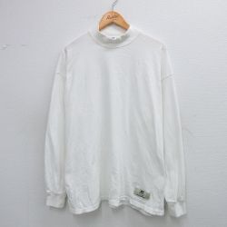 XL★古着 ラッセル 長袖 ビンテージ Tシャツ メンズ 00年代 00s 無地 大きいサイズ コットン モックネック ハイネック 白 ホワイト 25jul28 中古