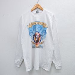 M★古着 長袖 ビンテージ Tシャツ メンズ 00年代 00s トーマスジェファーソン コットン クルーネック USA製 白 ホワイト 25jul28 中古