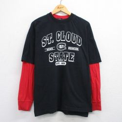XL★古着 MVスポーツ 長袖 Tシャツ メンズ セントクラウド 大きいサイズ コットン クルーネック 黒他 ブラック 25jul29 中古