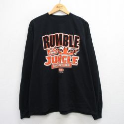 XL★古着 長袖 ビンテージ Tシャツ メンズ 00年代 00s RUMBLE IN THE JUNGLE 大きいサイズ コットン クルーネック 黒 ブラック 25jul29 中古