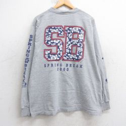 XL★古着 長袖 ビンテージ Tシャツ メンズ 90年代 90s SB PC コットン クルーネック グレー 霜降り 25jul29 中古