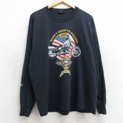XL★古着 スクリーンスターズ 長袖 ビンテージ Tシャツ メンズ 90年代 90s バイク 自転車 クルーネック USA製 黒 ブラック 【spe】 25jul30 中古